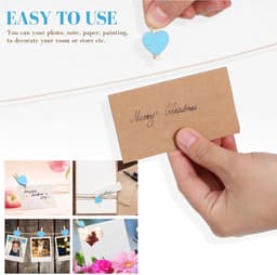 50-stuks Clips - Houten clips - Mini clips - Fotoclips - Hartvormige mini wasknijpers - Mini houten hartvormige wasknijpers - Geschikt voor foto's, paperclips, zelfgemaakte Valentijnskaarten, tekeningen, scrapbooks, enz. - Blauw — thumbnail 4