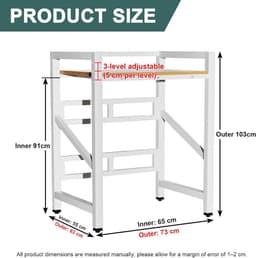 Wasmachine Droger Stapelkit - Opbergrek Boven Wasmachine - Ruimte Besparen - Verstelbaar Werkblad - 73 x 63 x 105 cm — thumbnail 5
