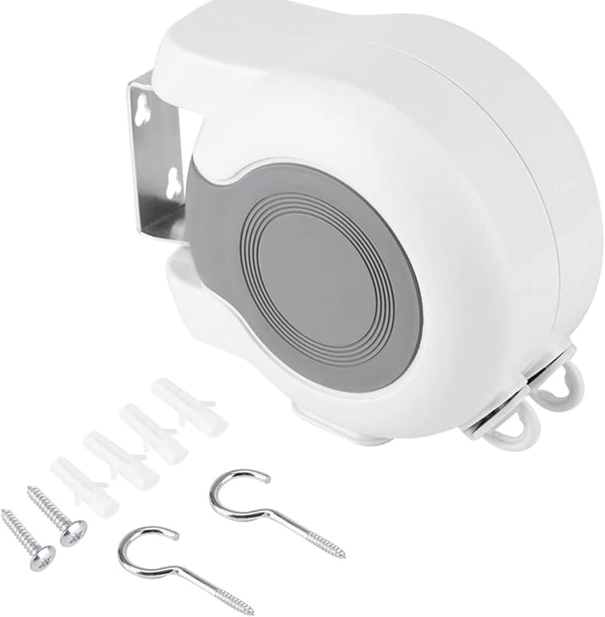 Uitrekbare Buitenkledinglijn – Zware-duty Kledinglijnen Set, PVC Uitrekbare Drooglijn, Wandbevestigde Kledinglijn voor Buiten & Binnen, Douchekledinglijn 2×12,8 meter, Wit — afbeelding 1
