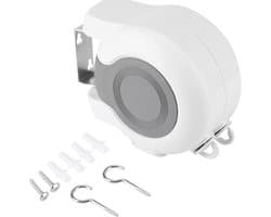Uitrekbare Buitenkledinglijn – Zware-duty Kledinglijnen Set, PVC Uitrekbare Drooglijn, Wandbevestigde Kledinglijn voor Buiten & Binnen, Douchekledinglijn 2×12,8 meter, Wit
