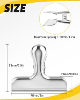 4 stuks - roestvrij staal afdichting klem - sterke afdichting klem - verfrissende vochtbestendige voedsel klem - geschikt voor map T klem - L + M - zilver — thumbnail 2