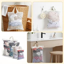4 Stuks Mesh Waszakken voor Wasmachine - Hangende Wasmand voor Delicate Kleding, Zipper Opening voor Jassen, Truien, Lingerie en Sokken — thumbnail 2