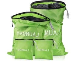 Waterdichte Waszakken voor Vuile Kleding - 4 Stuks in 3 Maten, Ideaal voor Zwemmen, Yoga en Reizen, Vouwbare Opbergzakken voor Gezinnen