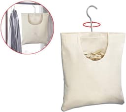 Praktische Opbergzak voor Wasknijpers - Set van 2, Hangende Organizer voor Kleding, Minimalistisch Design, Beige, 32x27cm en 27x32cm — thumbnail 4