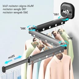 Ruimtebesparend Wandgemonteerd Kleding Droogrek - Uittrekbaar en Opvouwbaar voor Balkon en Wasruimte (Driehoekig Grijs) — thumbnail 5