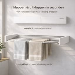 Vellano Wanddroogrek Inklapbaar – Premium Wasrek Muur 120 cm – 8.4 m Drooglengte – Stevig & Ruimtebesparend – Incl. Boormal & Bevestigingsset – wit — thumbnail 5