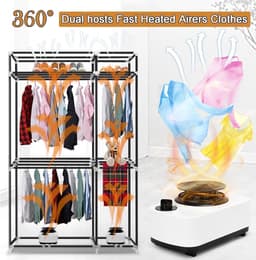 Verwarmd Wasrek - Elektrische Droger - Snel Kleding Drogen - Grote Capaciteit - 163 cm Hoog - Wit — thumbnail 3