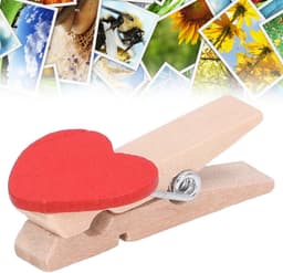 Hart houten wasknijpers rood hart ontwerp houten clips, 50 stuks, mini decoratieve wasknijpers voor doe-het-zelf maken, feestrekwisieten, fotoclipslogmateriaal, 6,5 cm — thumbnail 2
