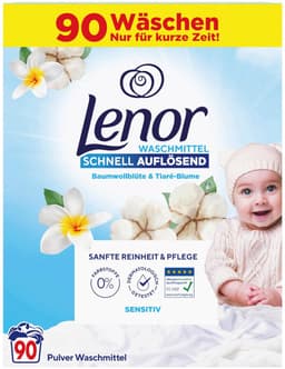 Lenor Sensitive Waspoeder – 4,95 kg – 90 Wasbeurten – Snel Oplosbaar – Voor Gevoelige Huid — thumbnail 1
