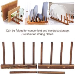 Dailygoods- Droogrek Ruimtebesparend - Opvouwbaar - Serviesdroger - 4-zuilmodel - Composiet Hout - Makkelijk te Reinigen - Vaatdroger — thumbnail 3