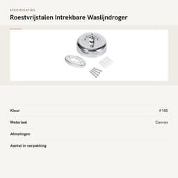 Dailygoods- Waslijndroger Roestvrij staal - Intrekbare Kledinglijn - Buitenkleding/Binnenshuis - Lijnlengte 2,8 m - Inclusief Schroeven - Lichtgewicht 240 g — thumbnail 4