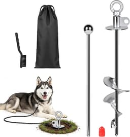 Grondanker Hond - Hondenlijn Anker - Veilig Buiten - 360 Graden Ring - 38 cm - Zilver — thumbnail 1