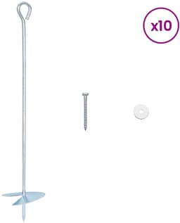 vidaXL - Aardanker - 10 - st - Ø10 - x - 50 - cm - Gegalvaniseerd - Metaal - zilver — thumbnail 4