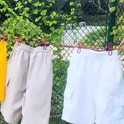Waslijn met Klemmen - Drogkoord Reizen - Kleding Droge Buiten - Winddicht Antislip Design - 3.7 Meter Uitschuifbaar - Rood — thumbnail 2