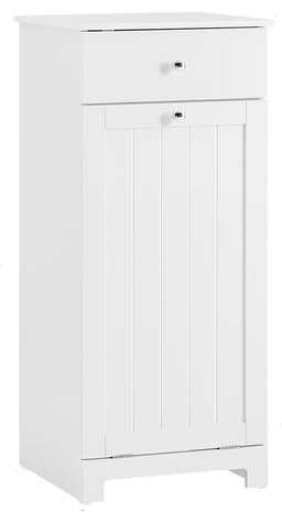 VIEMAE Wasmand - Wasmand meubel - Wasmand met deksel - Wassorteerder - Wasmanden - Meubel wasmand - Met lade - 40x90x38cm - Wit — thumbnail 1