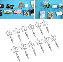 Dubbele Memoclip - Fotohouder Draadklem - Notities Tonen - Dubbele Klemfunctie - 12 Stuks - Zilver — thumbnail 2