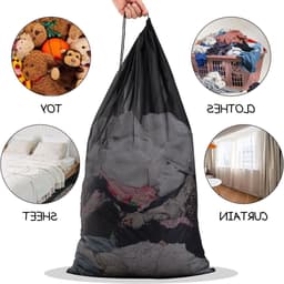 Set van 2 Wasnetten 60 x 90 cm, Grote Waszak met Trekkoord, Ideaal voor Kleding, Dekbedovertrekken en Speelgoedopslag tijdens Reizen of in de Studentenkamer — thumbnail 2