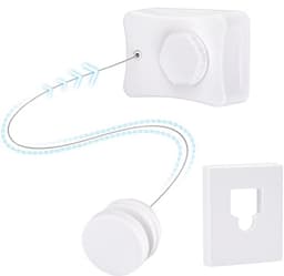 Kraftverdia® Uitschuifbare Drooglijn Voor Aan De Muur 5m – RVS-lijn 5 m, Vergrendeling, Max. 20 kg, Ruimtebesparend, ABS Behuizing, Wit — thumbnail 1