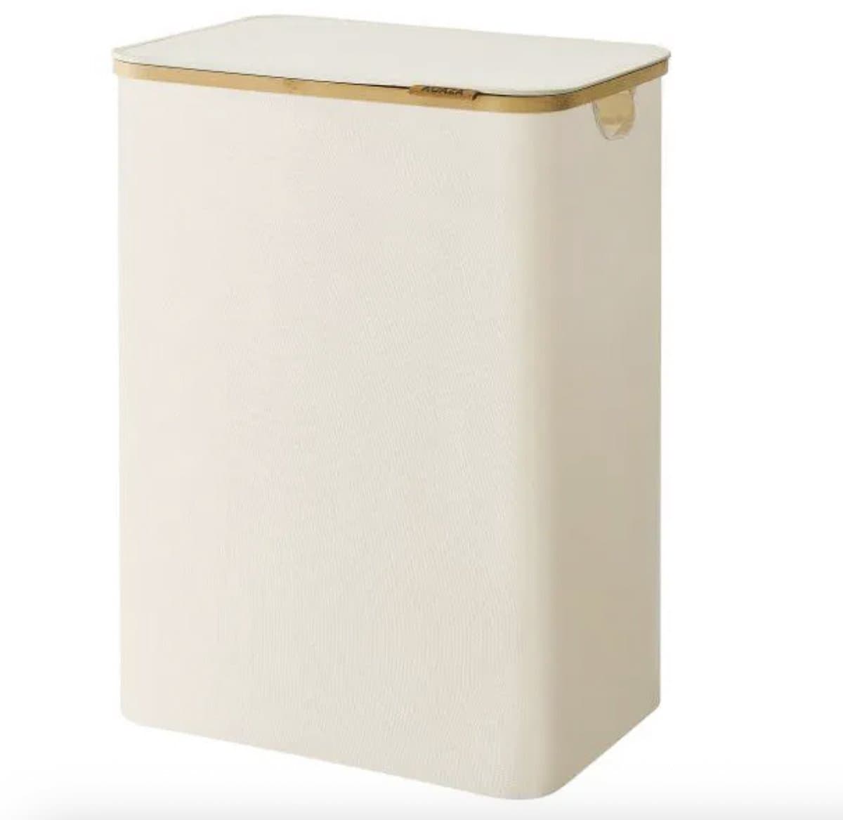 Wasmand - wassorteerder - 2 vakken - bamboe - beige — afbeelding 1