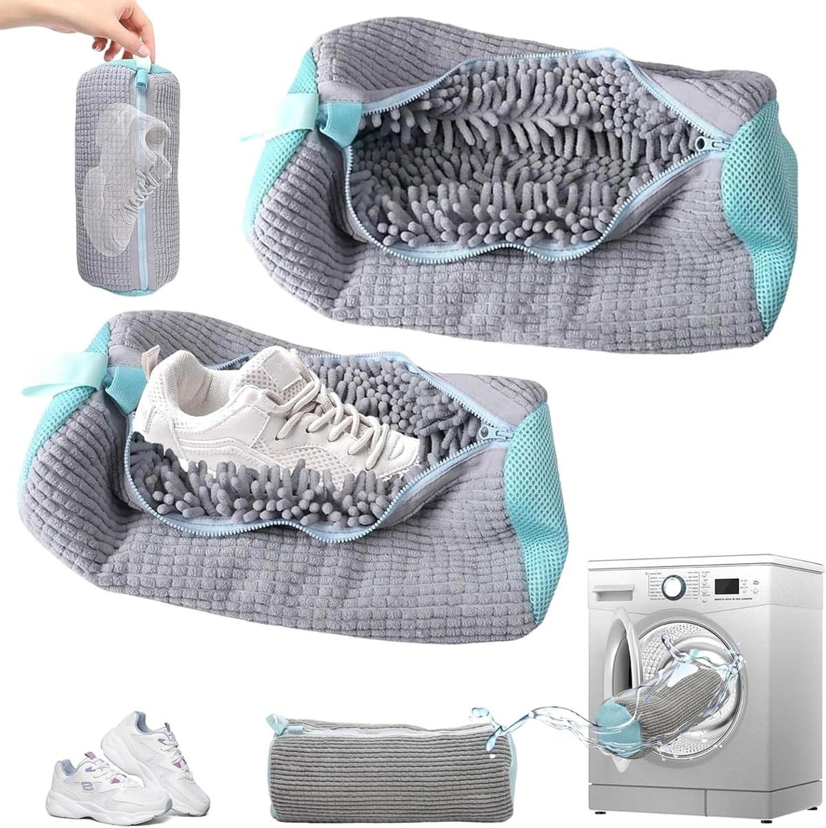 Set van 2 Herbruikbare Schoenwaszakken voor de Wasmachine, Ideaal voor Sneakers en Alle Schoenformaten met Rits — afbeelding 1