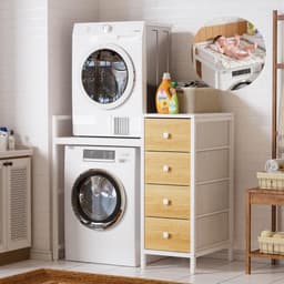 Wasmachinekast Met Lades - Opbergrek - Ruimte Optimaliseren - Moderne Scandinavische Stijl - 112x64x108 cm - Wit — thumbnail 5