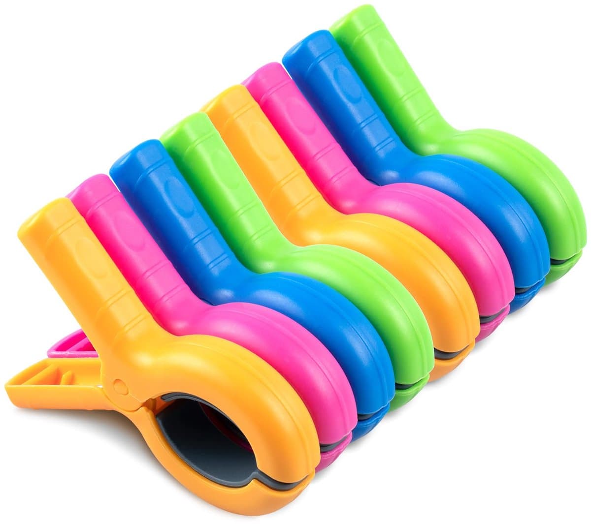 Grote handdoekclips voor strandstoelen - 8 stuks handdoekhouders voor strandstoel - zwembadstoel op een cruiseschip - extra grote - stevige wasknijpers - strandstoelclips als onmisbare strandaccessoires - 4 kleuren — afbeelding 1