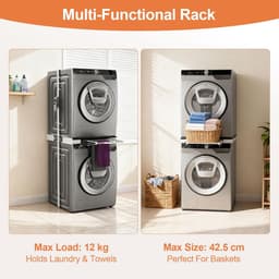 Wasstapel Frame - Droger Wasmachine - Ruimte Besparen - Uitschuifbaar Rek - 46-72 cm - Grijs — thumbnail 4