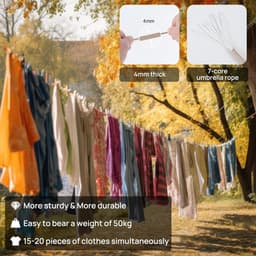 Intrekbare waslijn - Draagbare kledinglijn - Kleding drogen - Stevig nylon materiaal - Tot 10 meter - Zwart — thumbnail 2