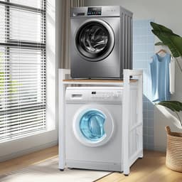 Wasmachine Stapelrek - Droger Organizer - Ruimte Besparen - Verstelbare Hoogte - 105 cm Hoog - Wit — thumbnail 1