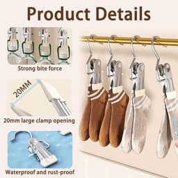 Wasknijpers RVS - Kledingclips Metalen - Kleding Droge - Zachte Bekleding - 10.5x2.3cm - Multicolor — thumbnail 2