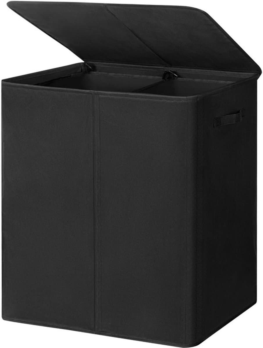 Allecto - Wasmand - 180 Liter - Dubbele wasmand met deksel - Zwart — afbeelding 1
