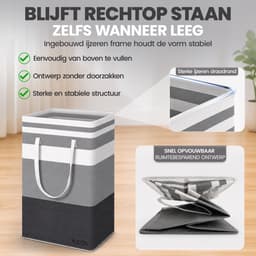 Vicon Wasmand 2 Stuks - 2 x 75L - Opvouwbaar - Waterafstotend - Waszak voor wasgoed - Wassorteerder - Organizer kleding - Wasbox — thumbnail 2