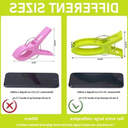Extra grote handdoekclips - 10 stuks sterke winddichte clips voor strandhanddoeken, ligstoelen en zwembadstoelen met doorzichtige kunststof knijpers — thumbnail 3