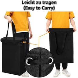 Dailygoods- Wasmand 45 Liter - Opvouwbaar - Met Deksel - Smal met Handvat - 2 Waszakken - Eenvoudig te Reinigen - Wasverzamelaar — thumbnail 4