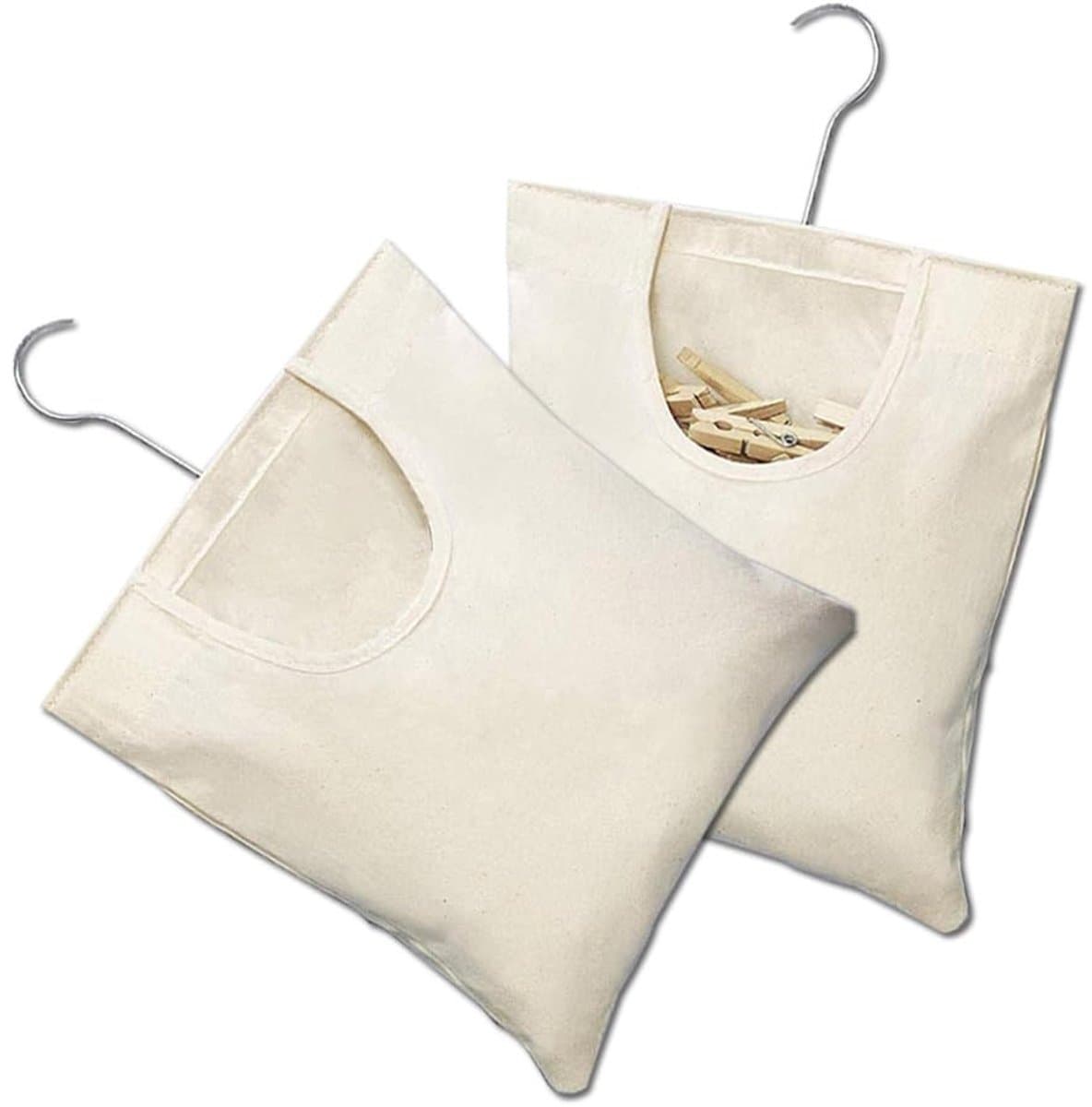 Dailygoods- Wasknijperzak Duurzaam - Wasknijpertas - Opbergtas - Hangende Wasknijperzak - 2 Stuks - 27 x 32 cm - Beige — afbeelding 1