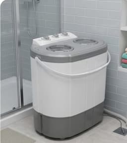 WilTec Camping Mini-Wasmachine 230W – 3kg Wascapaciteit & 2kg Centrifuge – Compacte Reiswasmachine – Bovenlader – Wit — thumbnail 2