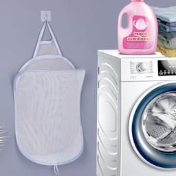 Opvouwbare wasmand voor kinderen in klein formaat - Groen - Wandmonteerbaar - Polyester - Ideaal voor kinderzitje, speelgoed en wasopslag — thumbnail 5