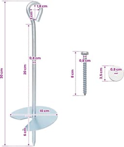 vidaXL - Aardanker - 4 - st - Ø10 - x - 30 - cm - Gegalvaniseerd - Metaal - zilver — thumbnail 5