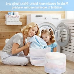 Dailygoods - Set van 2 zakken voor het wassen met trekkoord, duurzaam, slijtvast, anti-klitten, anti-beschadiging, geschikt voor wasmachine, wasmand, schoenwaszak, waszak — thumbnail 3