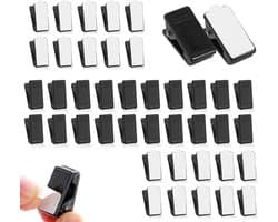 Kleine Klemmen - Veerclips Zelfklevend - Decoraties Bevestigen - Dubbelzijdig Plakvlak - 40 Stuks - Zwart