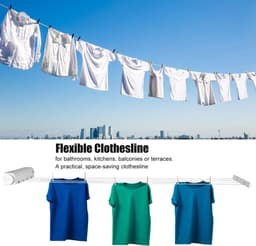 Dailygoods- Waslijn Uittrekbaar Tot 3,75 m - Wanddroogrek - Intrekbare Waslijn - Duurzaam - Eenvoudig Te Installeren - Vergrendelingsmechanisme - Drooglijn — thumbnail 3