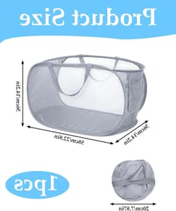Vouwbare wasmand met handvat, ademend gaas, duurzaam polyester, ideaal voor badkamer, kamperen en reizen, multifunctioneel en praktisch. — thumbnail 5