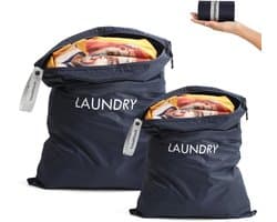 Travelhawk Grote Waszakken - 2 Stuks - 60 x 45 cm en 55 x 35 cm - Waszak voor Beddengoed, Handdoeken & Kleding – Wasnet voor Wasmachine - Blauw