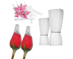 Fruit Beschermzakjes - Netzakken Rozen - Bloemen Verpakken - Sterke Elasticiteit - 300 Stuks - Wit — afbeelding 1