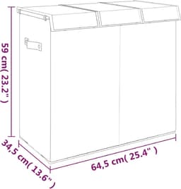vidaXL - Wasmand - inklapbaar - 64,5x34,5x59 - cm - kunstlinnen - grijs — thumbnail 2