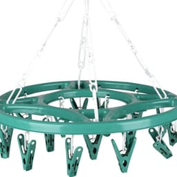 Urban Living Wasgoed droogcarrousel/droogmolen - 2x - 18 clips/knijpers - groen - kunststof - 32 cm — thumbnail 3