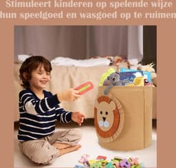 Kinderkamer Wasmand – Opbergmand voor Speelgoed en Wasgoed – Olifant Design – Lichtgewicht & Inklapbaar – Baby & Kind — thumbnail 2
