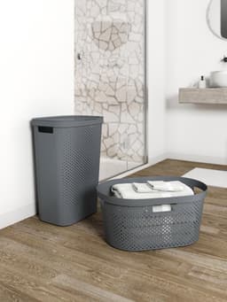 Curver Infinity Recycled wasmand dots - 40 liter - 100% recycled - Donkergrijs — thumbnail 3