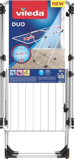 Duo Pull-Out Clothesline Overlapping Grilles Fully Assembled Integrated Wheels By Vileda - Longlasting Drying Solution — thumbnail 2