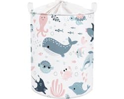 Zeedieren - Bubbels - Wit - Meisjes - Kind - Wasmand - Zeemeermin - Haai - Ronde - Speelgoed - Kleding - Opbergmand - Kinderkamer - 142x177 inch